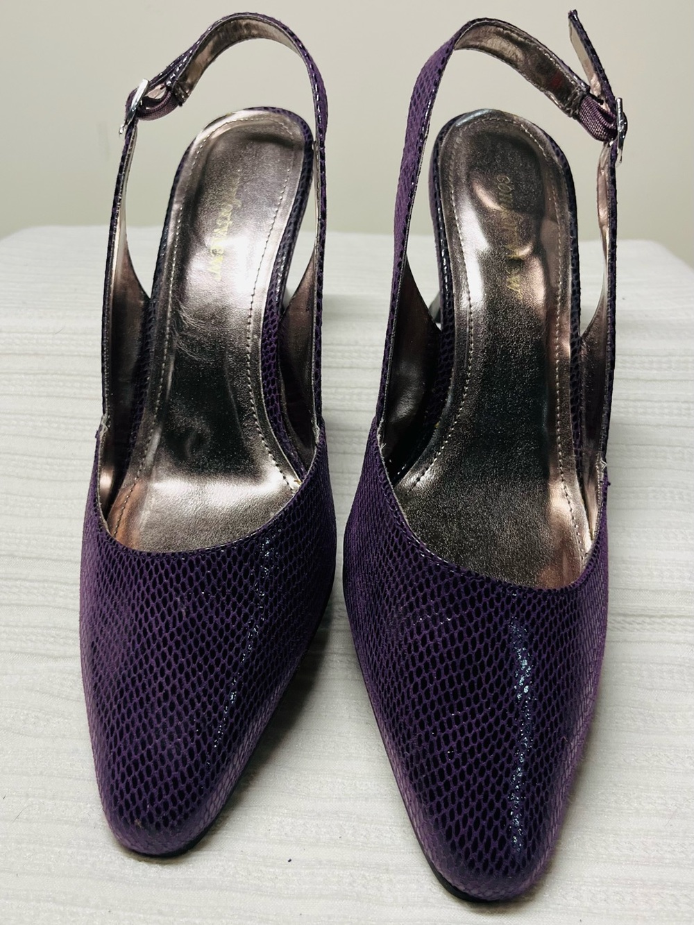 Comfortview Purple Slingback Pointed-Toe Heels - 9.5M